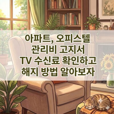 아파트, 오피스텔 관리비 고지서 TV 수신료 확인하고 해지 방법 알아보자